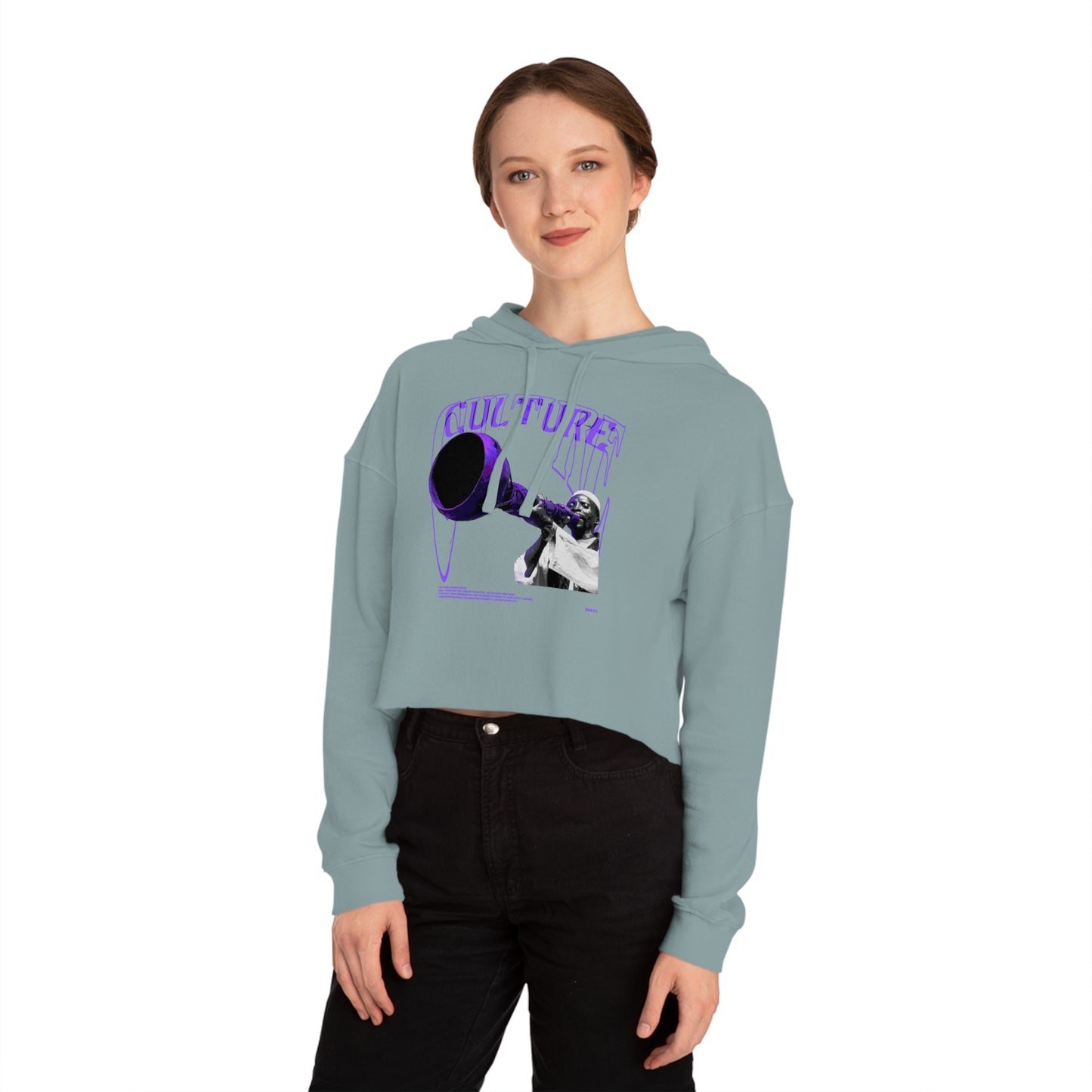 Cropped Hooded Sweatshirt - 'CULTURE' Graphic Tee for Trendy Women