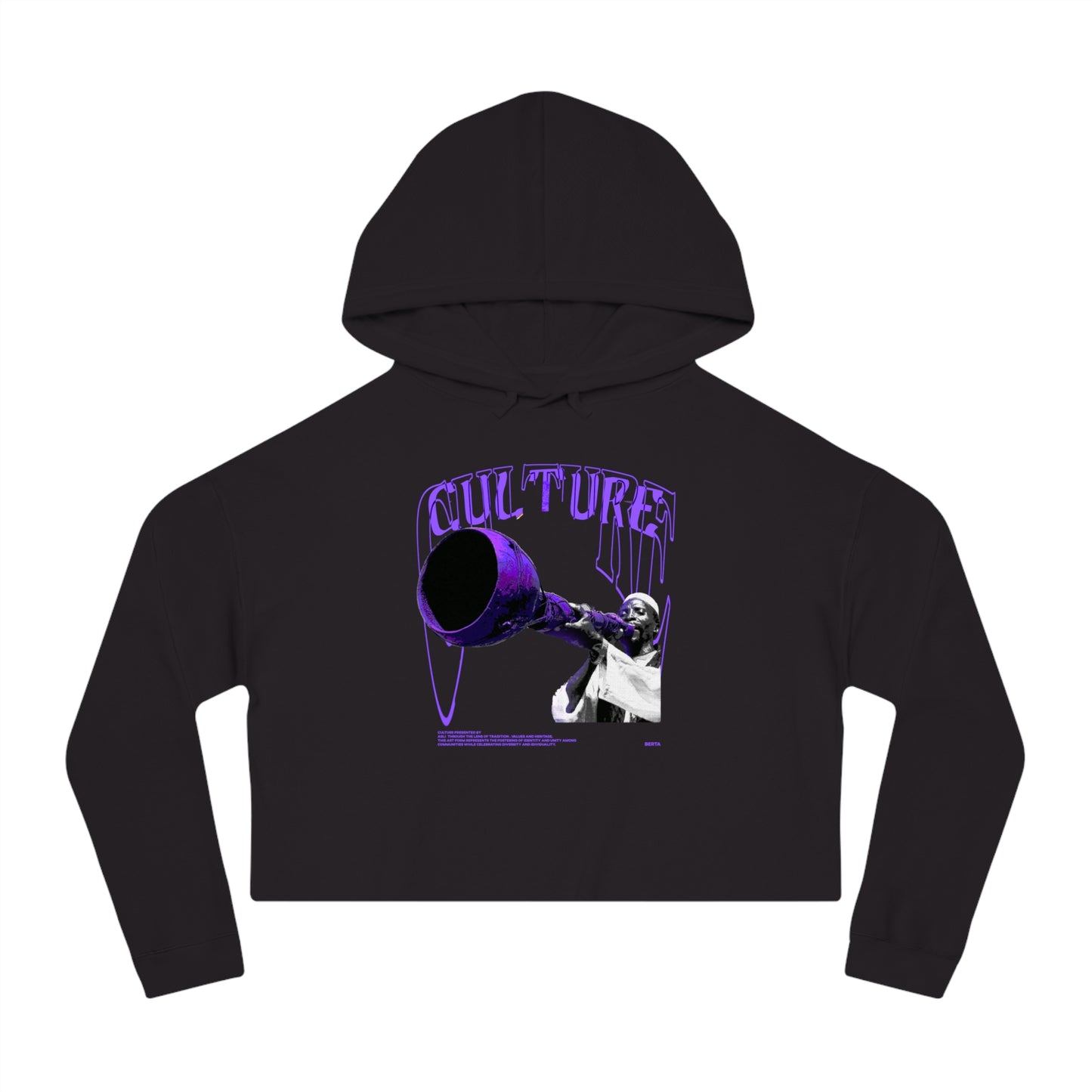 Cropped Hooded Sweatshirt - 'CULTURE' Graphic Tee for Trendy Women