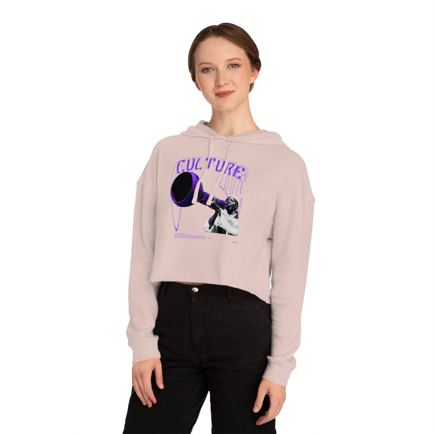 Cropped Hooded Sweatshirt - 'CULTURE' Graphic Tee for Trendy Women