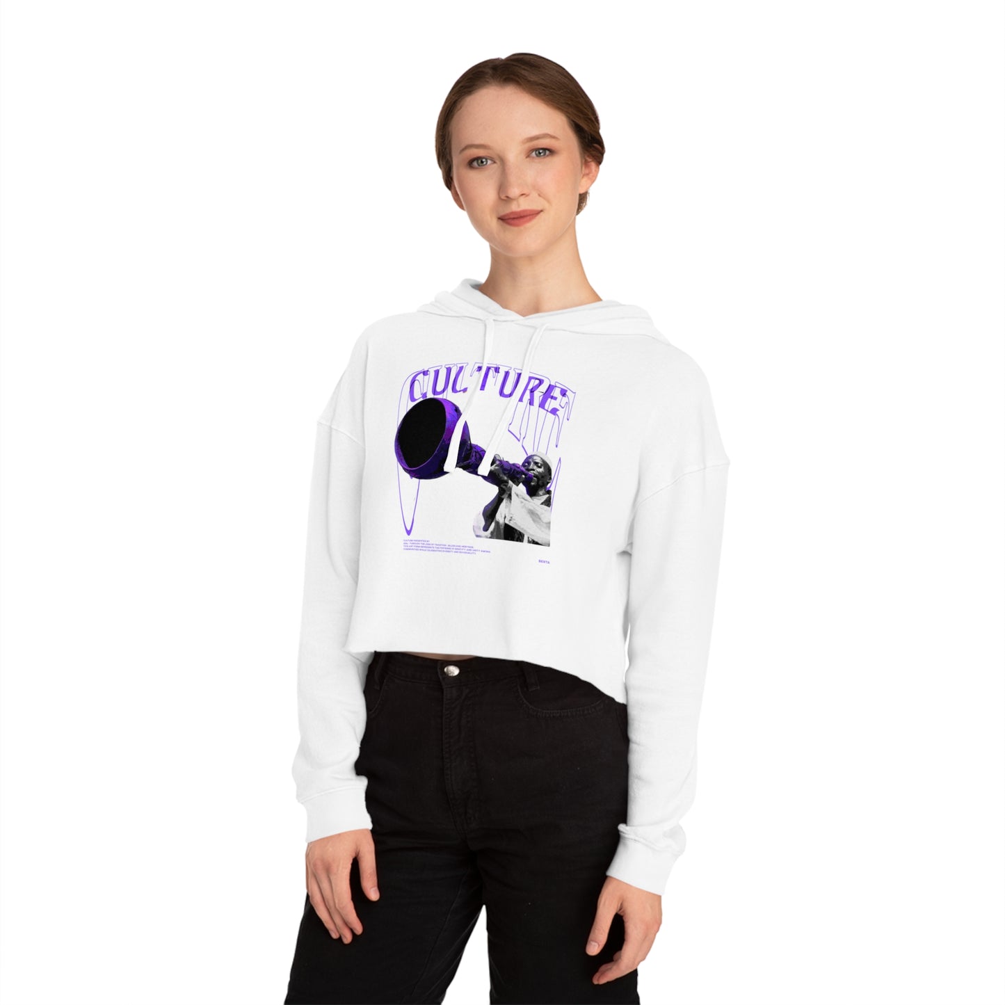 Cropped Hooded Sweatshirt - 'CULTURE' Graphic Tee for Trendy Women