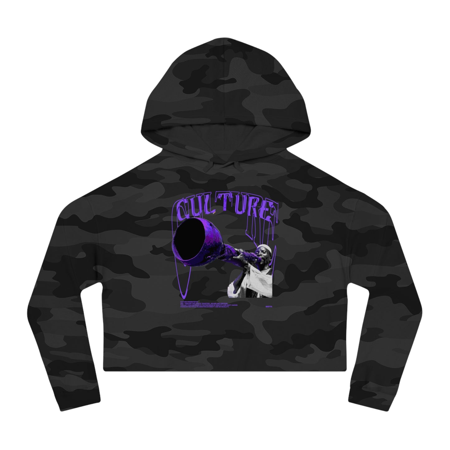 Cropped Hooded Sweatshirt - 'CULTURE' Graphic Tee for Trendy Women