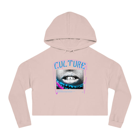 Cropped Hooded Sweatshirt - 'CULTURE' Graphic Tee for Trendy Women
